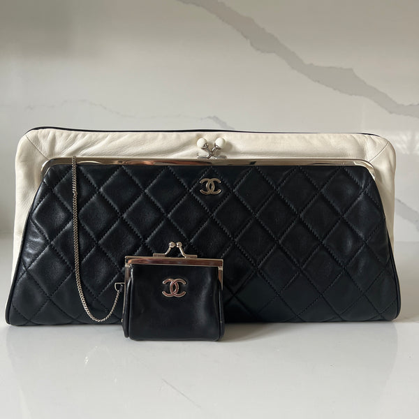 Chanel Oversized Kisslock Clutch and Coin Pouch