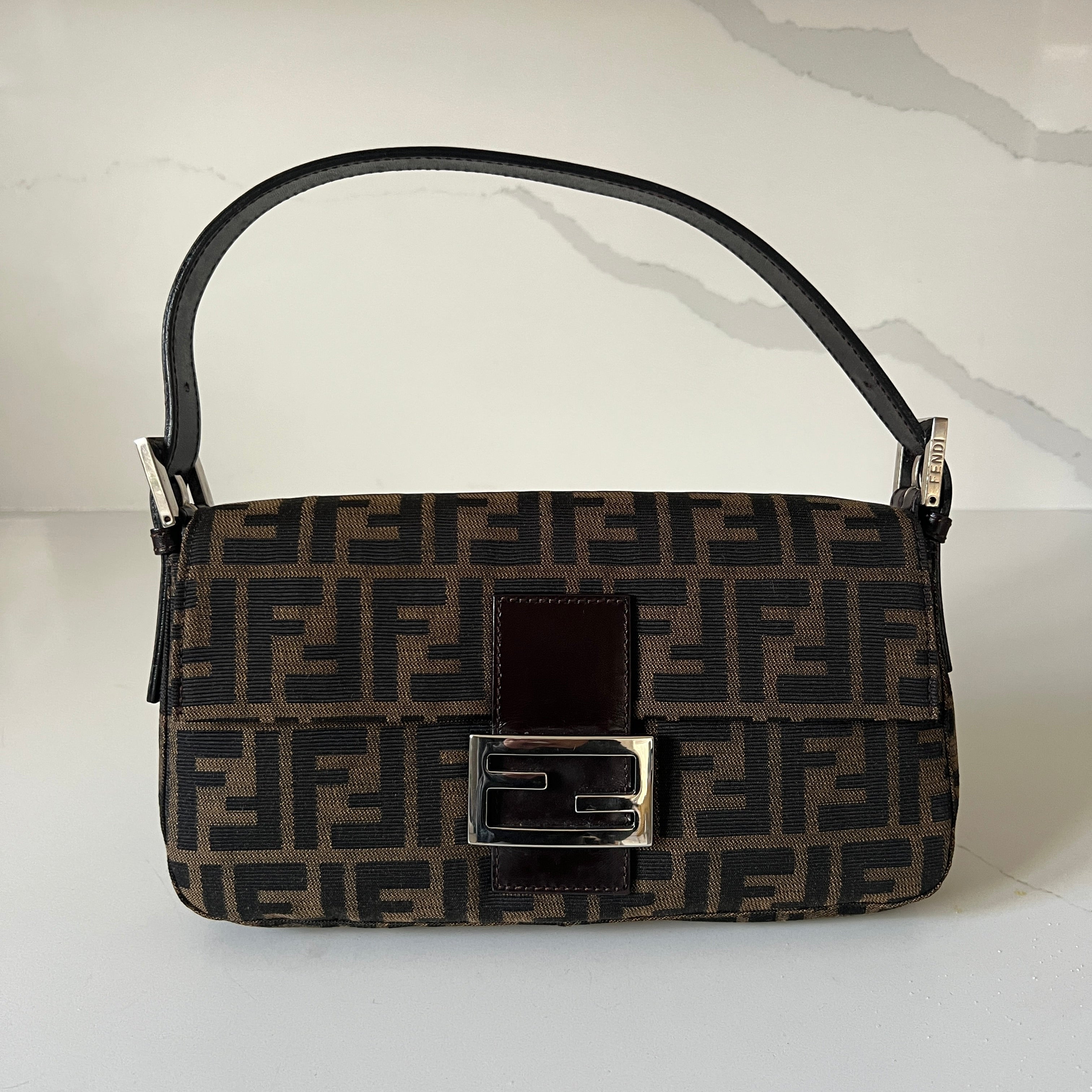 Fendi Zucca  Baguette Shoulder Bag