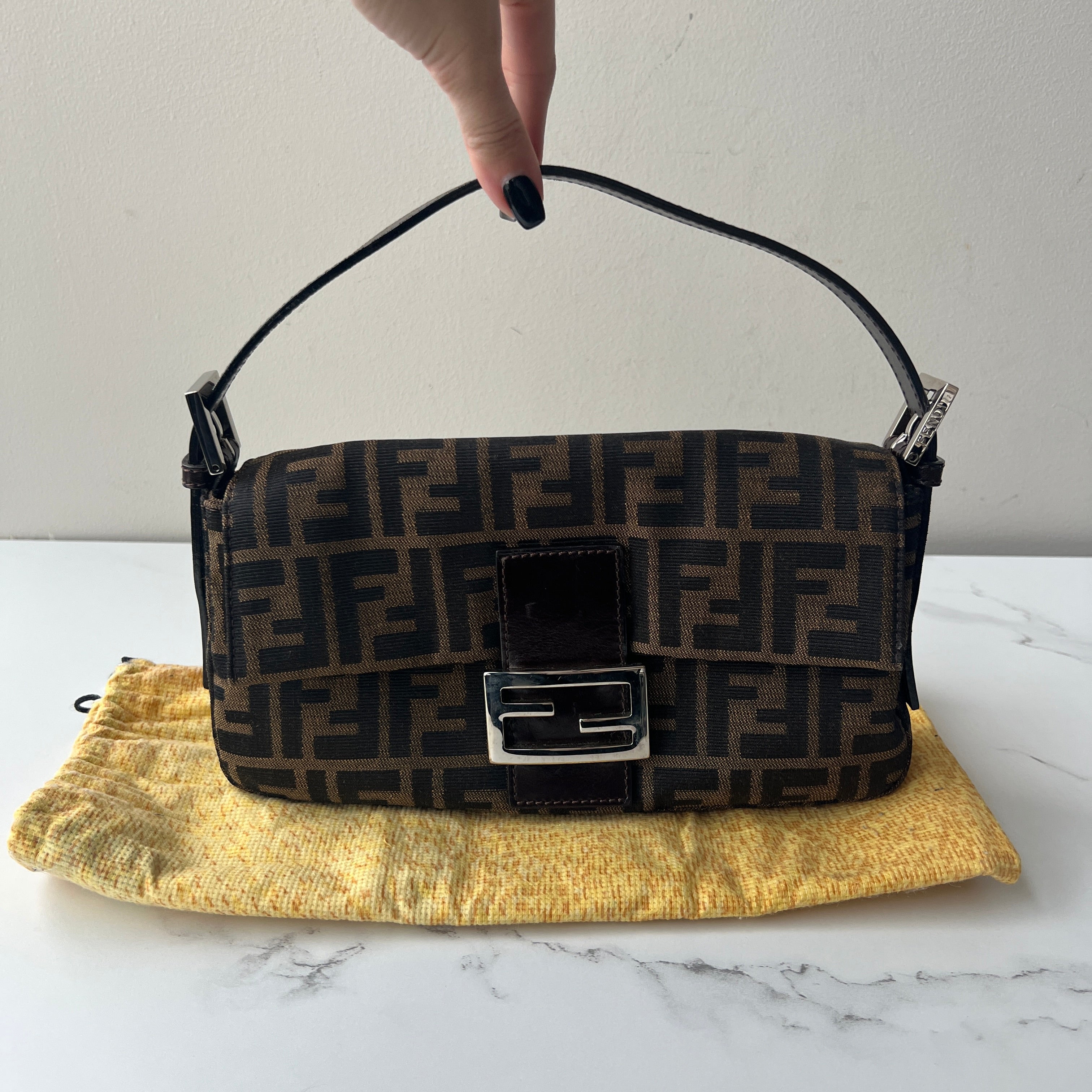 Fendi Zucca  Baguette Shoulder Bag