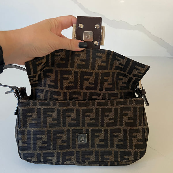 Fendi Zucca  Baguette Shoulder Bag